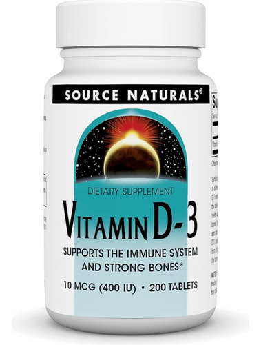 Source Naturals | Vitamina D-3 400 Ui, 200 Tabs.