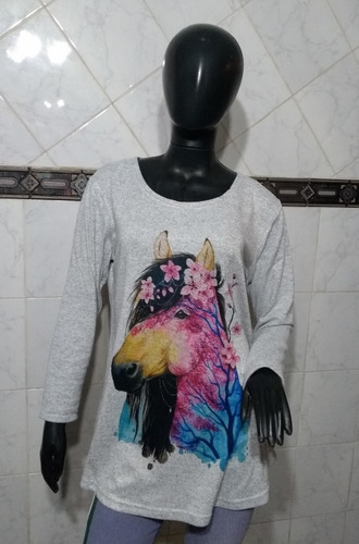 Remeron Largo Tipo Sweter En Lanilla Estampado Modelo 4