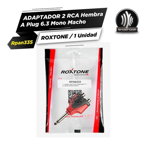 Imagen 4 de 7 de Adaptador 2 Rca A Plug 6,3 Mono Macho Roxtone Rpan335