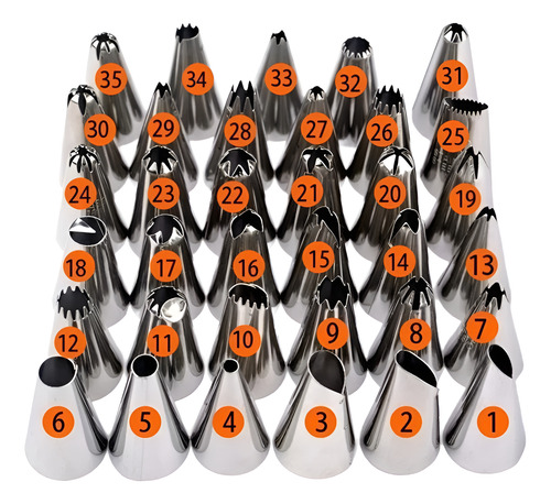 Jogo De Bicos Inox Kit Com 35 Peças Confeitar Bolo, Tortas *