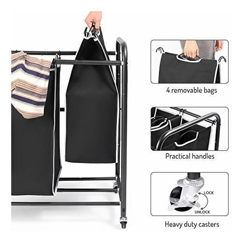 Imagen 4 de 8 de Organizador De Ropa Romoon Carro Clasificador De Ropa Sucia