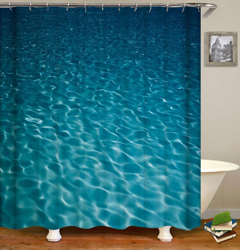 Cortina De Ducha Con Decoración Del Océano, Olas Azules Suba