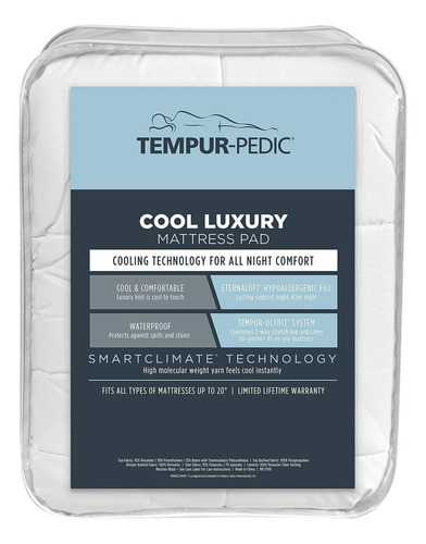Almohadilla De Colchón Cool Luxury Queen, Color Blanco