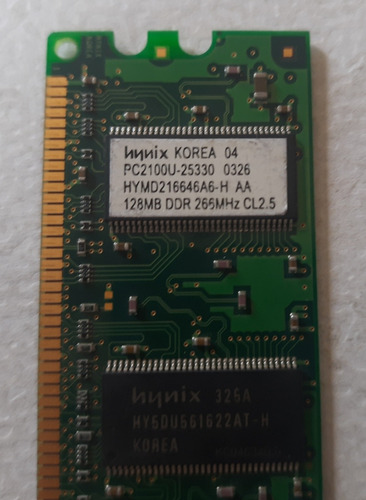 Memoria Ram Hynix 128mb Ddr Ram Pc2100u. 184 Pines.