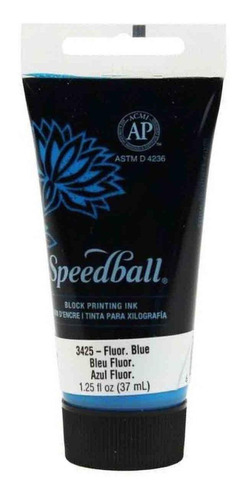 Tinta De Xilogravura Speedball Base Agua 3425 Fluor Blue37ml