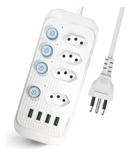 Extensão B-Max 4 Tomadas 4 USB