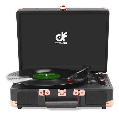 Pack Tocadiscos Vintage Bluetooth Con 2 Altavoces Integrados