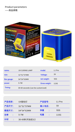 Lâmpada Ultravioleta Mechanic L1 Pró Cura Tinta Máscara Uv