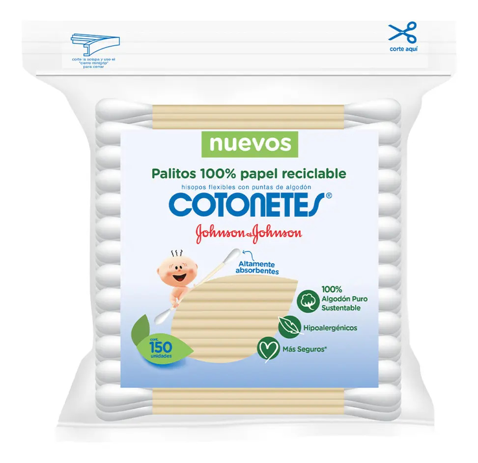 Hisopos Cotonetes papel reciclable 150 piezas