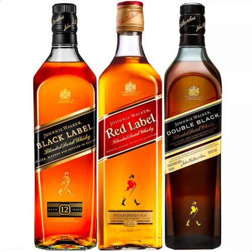 Whisky Johnnie Walker Red Label + Black Label + Double Black