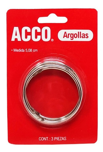 Argolla Metálica Acco 2 P1111 Paquete Con 3 Piezas /vc