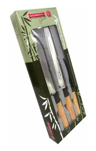 Juego de 3 cuchillos japoneses Santoku de acero inoxidable para pescado
