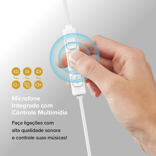 Fone De Ouvido Lightning I2go Metal Active 1,2m Branco