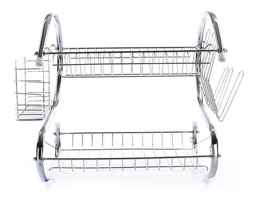 Imagen 6 de 10 de Secaplatos Escurridor De Platos Y Cubiertos Acero 2 Niveles