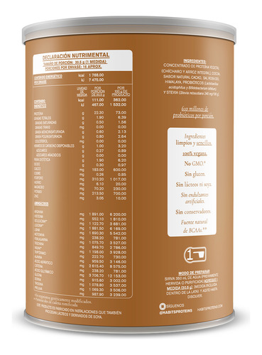 Proteína Vegana Habits Cacao 488g