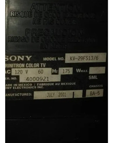 Imagen 2 de 4 de Tv Sony Trinitron 29 Pulgadas Convencional