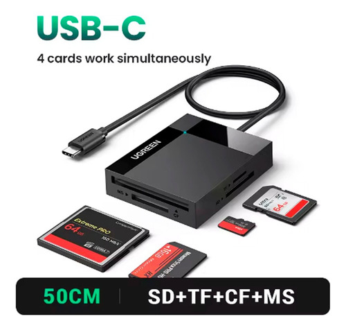 Card Reader Externo Usb-c Portable Compact Flash Memorias