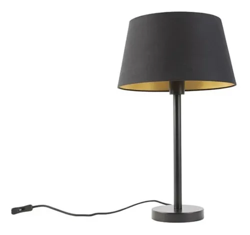 Lámpara De Mesa Con Pantalla E-27 Negro Leonor / Hb Led