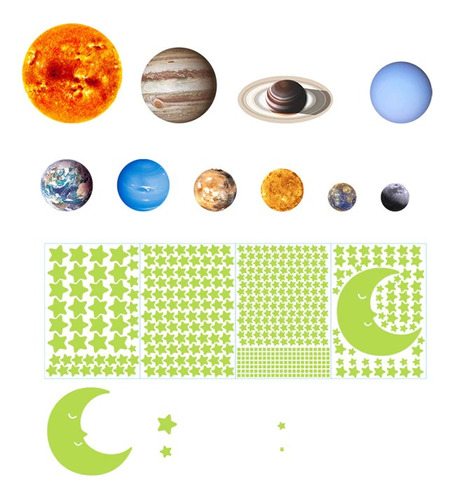 Pegatinas Luminiscentes Con Diseño De Planetas Y Estrellas