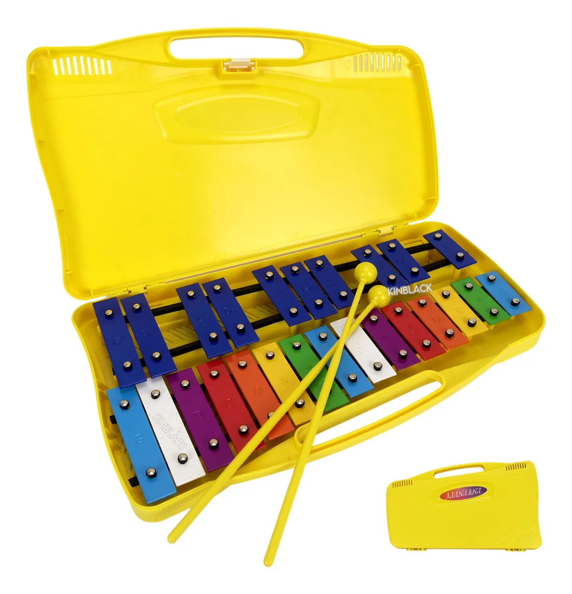 Metalofono De 25 Notas Con Estuche Rigido Y Baquetas Th Amarillo
