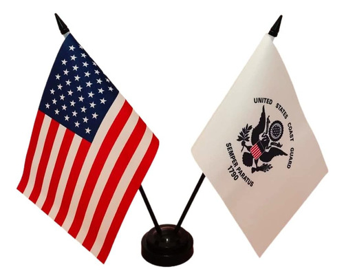 America & Coast Guard Twin Desk Flag, Usa Coast Guard A...