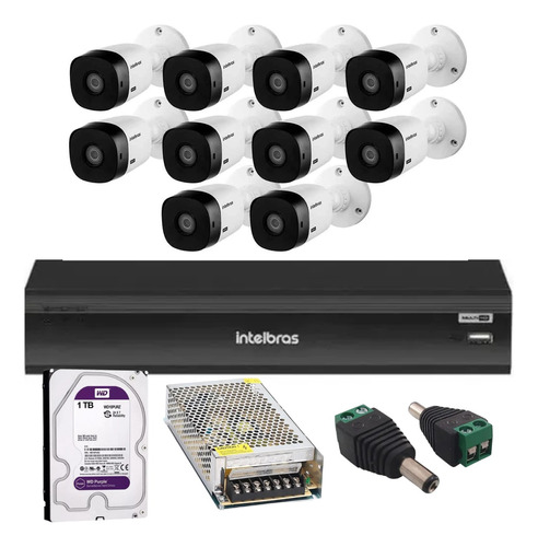 Kit Intelbras 10 Vhl 1220b Full Hd Dvr 16ch Imhdx 3116 C/1tb