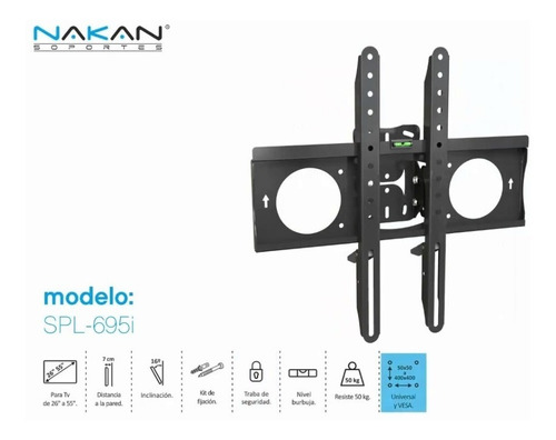 Soporte Nakan SPL-695I de pared para TV/Monitor de 32" a 65" negro