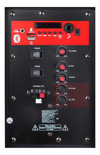 Imagen 4 de 6 de Bocina Kaiser GEM-5712 con bluetooth negra 110V/240V
