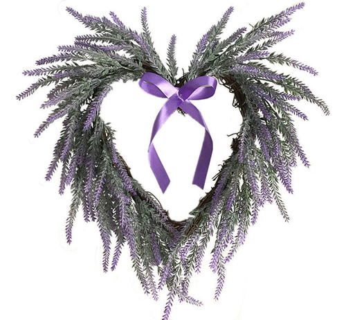 Corona De Lavanda En Forma De Corazón Para Colgar En La Pare