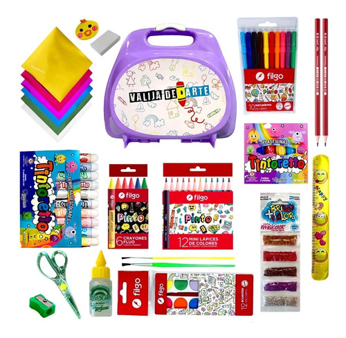 Valija De Arte Cofre Combo Kit Escolar A25 Jardin Primario