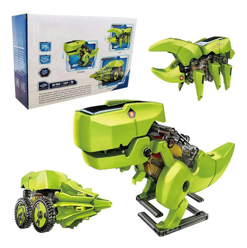 Dinosaurio Robot Solar De Ensamblados De 3 En 1 Para Niños