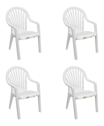 Conjunto Com 4 Cadeiras De Jardim Pacific Branco