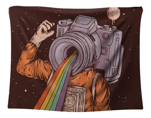 Tapeçaria Parede Tecido Astronauta Camera Trippy 2x1,50