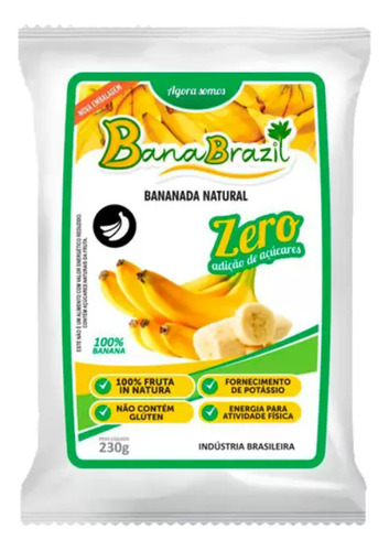 Doce Banana Bananada Natural Zero C/10 Unids De 23g