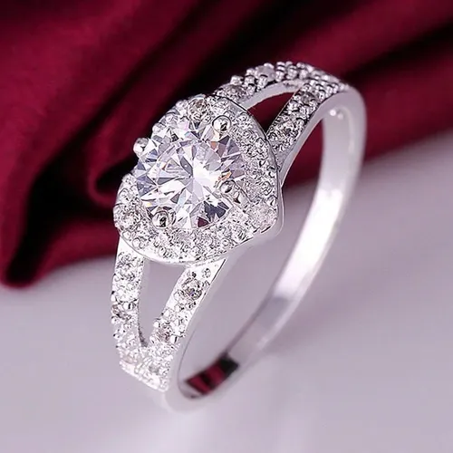 Anillo Para Compromiso Con Piedra Coraz n Se ora Cristal Cuotas