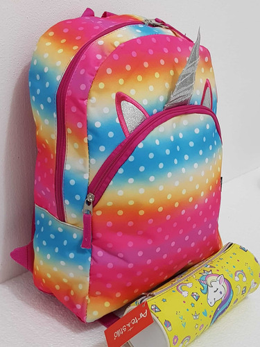 Set Escolar,unicornio, Mochila+cartuchera, Libreta Regalo