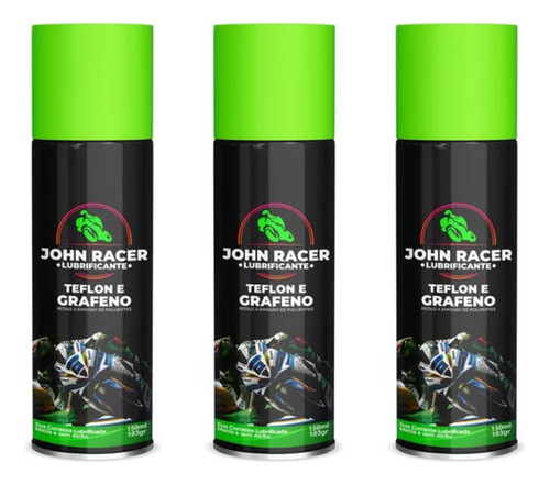 3x Spray Lubrificante Corrente Bike Moto John Racer 150ml 