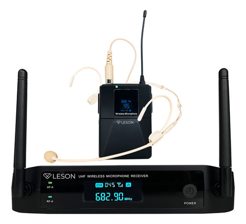 Microfone Sem Fio Leson Ls961 Headset Bege Omnidirecional 48