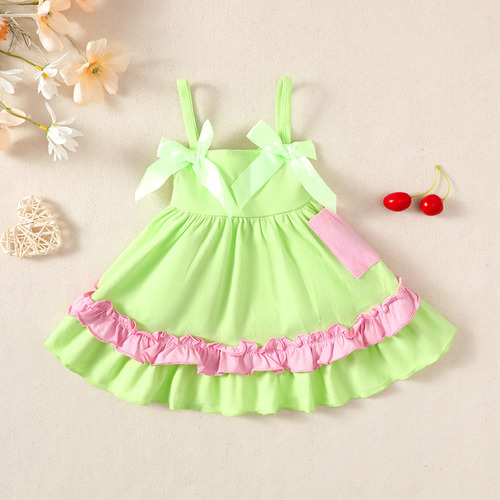 Lindo Vestido De Tirantes Macaron Para Niñas Hibobi