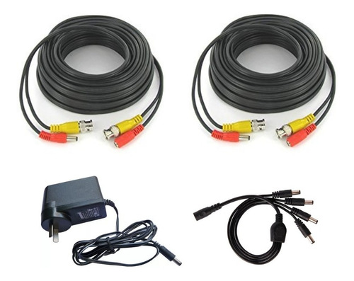 Kit Pack Cables X2 18m Bnc Video Alimen +fuente 12v1a