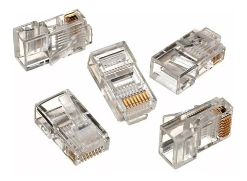Kit 1000 Conector Rj45 Utp Cat5e Banho De Ouro Cabo De Rede