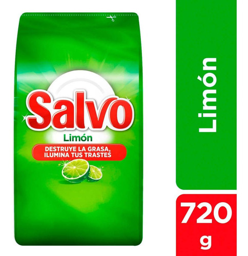 Salvo En Polvo Lavatrastes Limón Caja Con 10pzs De 720gr C/u