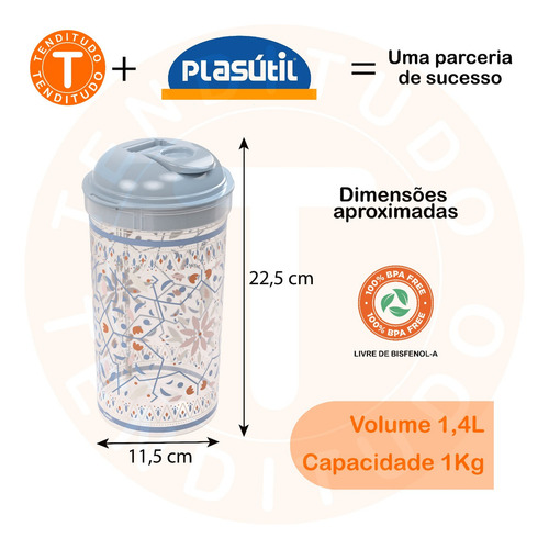 Porta Sabão Pó C/ Dosador Dispenser Tampa Lavanderia 1,4l