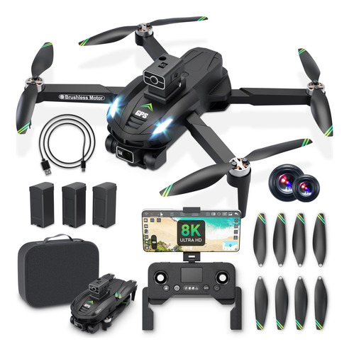 Drone 8k Con Gps Y 3 Baterías, Modo Sígueme Y 1640 Pies