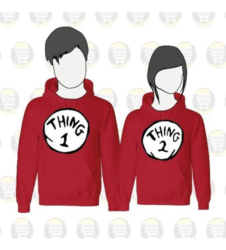 Buso Chompa Personalizado X2 Parejas Novios Thing 1 Thing 2