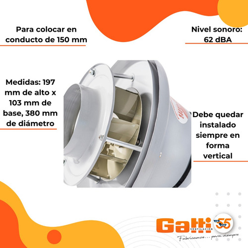 Extractor De Aire Parrillero Altas Temperaturas 15 Cm Gatti