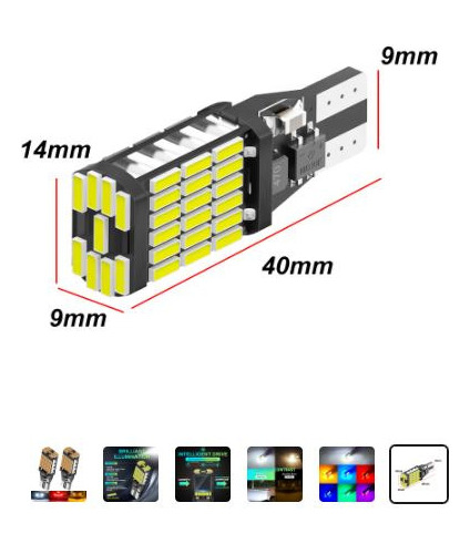 Muela Led T15 Superbrillante, W16w 912 921 Blanca Par