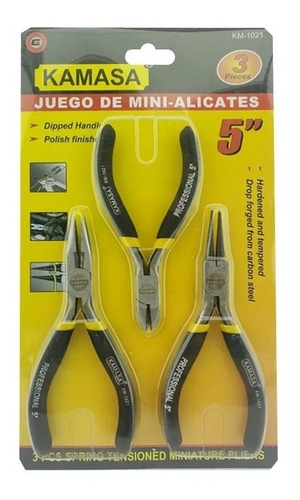 Set Kit Juego De Mini Alicates 5 Pulgadas 3 Piezas Kamasa