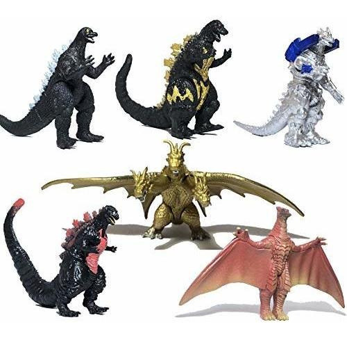 Ezfun - Juego De 6 Juguetes De Godzilla, Articulaciones...