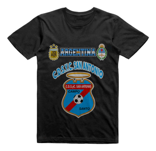 Remera Algodon Negra Club San Antonio Campo Santo